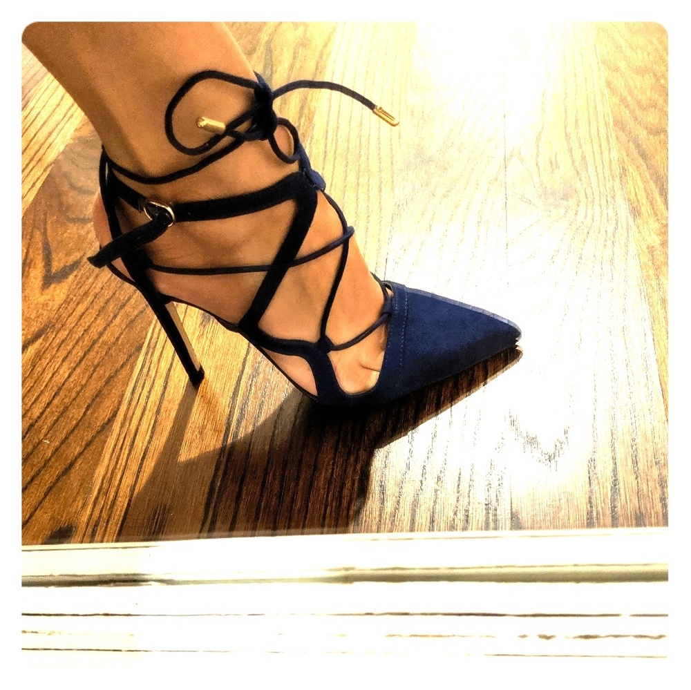 Dark blue suede heels